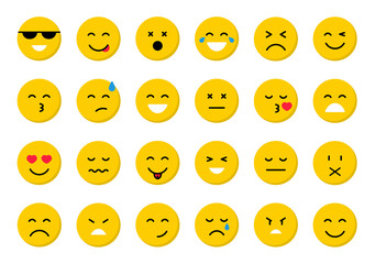 Set of emoticons. Emoji icons. Stickers emotion. Vector flat icons for social media.