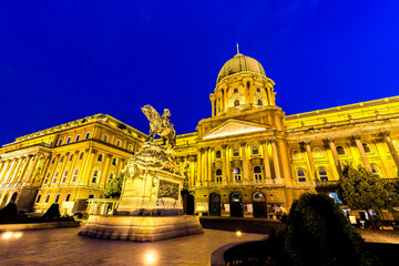 royal castle in budapest at night, hungary