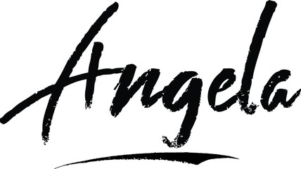 Angela-Female name Modern Brush Calligraphy on White Background
