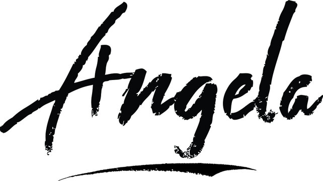 Angela-Female name Modern Brush Calligraphy on White Background