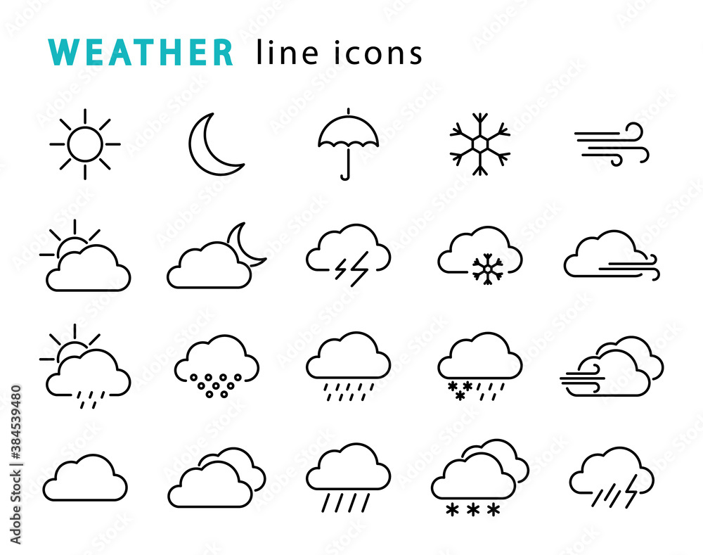 Canvas Prints weather thin line icons. forecast weather symbols. vector web icons.