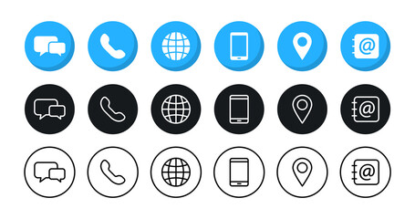 Set of contact us icons. Communication signs. Vector web icons.