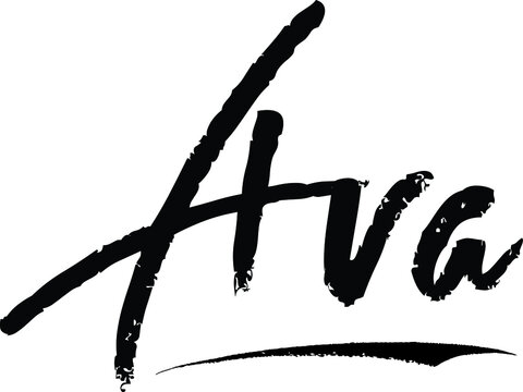 Ava-Female name Modern Brush Calligraphy on White Background
