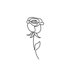 One line rose design. Hand drawn minimalism style vector illustration. Print One line drawing rose in the hand, vector illustration. Rose one line art. Flower vector icon. rose outline
