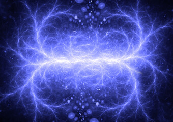Blue lightning, abstract plasma background