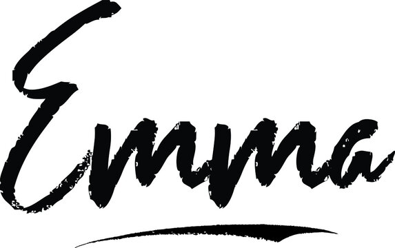 Emma-Female name Modern Brush Calligraphy on White Background