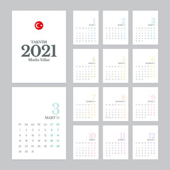 Turkish Calendar 2021 Vector Design