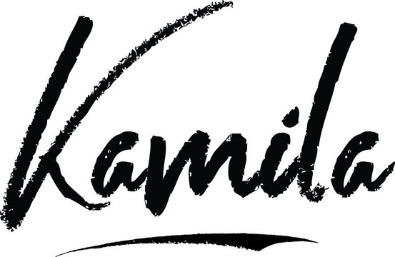 Kamila-Female name Brush Calligraphy on White Background