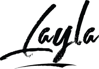 Layla-Female name Brush Calligraphy on White Background
