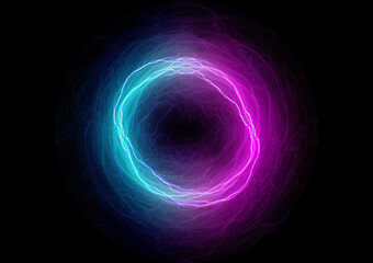 Neon circle, abstract plasma electrical background