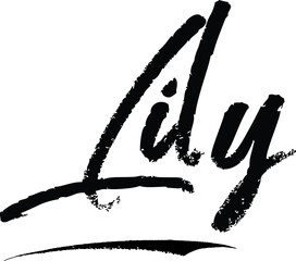 Lily-Female name Brush Calligraphy on White Background