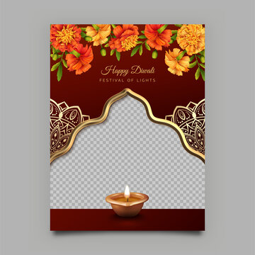 Diwali Poster Template.