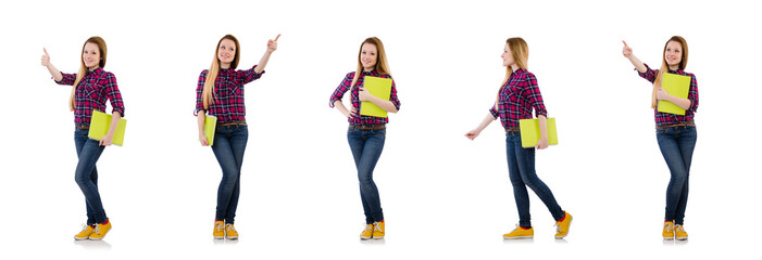 Young student isolated on white