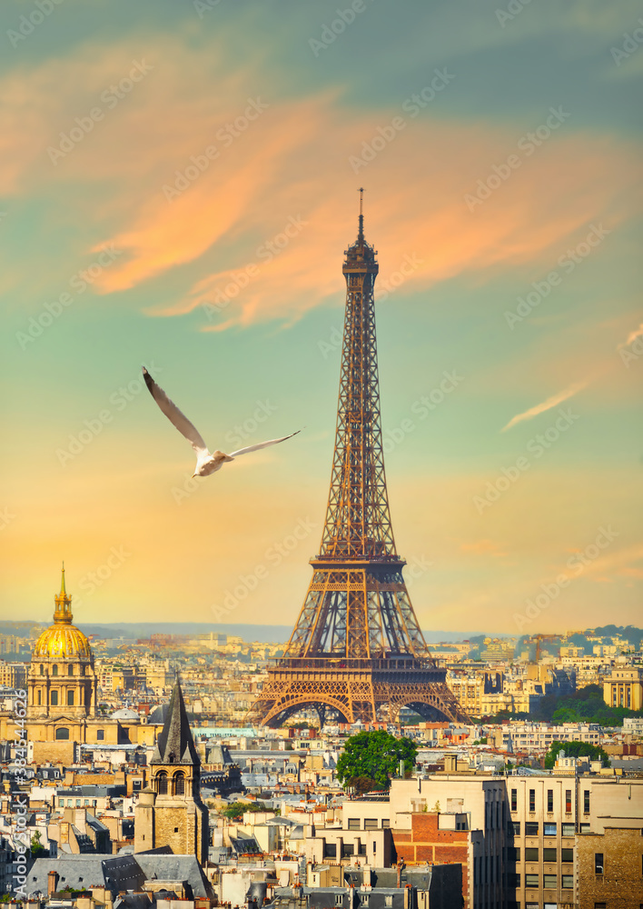 Wall mural view on eiffel tower