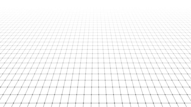 Abstract background with a perspective grid. Abstract wireframe landscape. Detailed lines on white background, flat surface . 3d rendering.