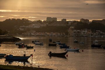 Fishing boats during sunrise