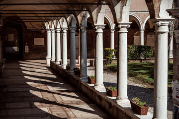 Hallway lined with columns at St. Michele Graveyard