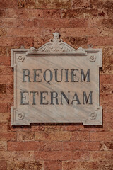 Requiem Eternam sign at St. Michele graveyard in Venice