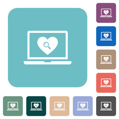 Online Dating on laptop rounded square flat icons