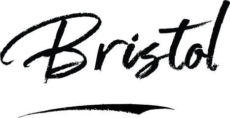 Bristol-Female name Modern Brush Calligraphy on White Background