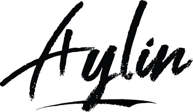 Aylin-Female name Modern Brush Calligraphy on White Background