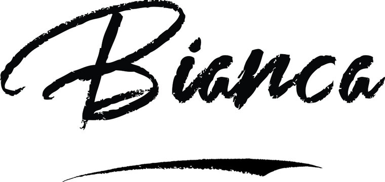 Bianca-Female name Modern Brush Calligraphy on White Background