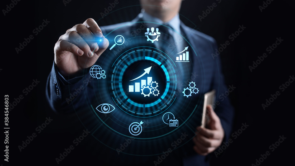 Poster kpi key performance indicator increase optimisation business and industrial process.
