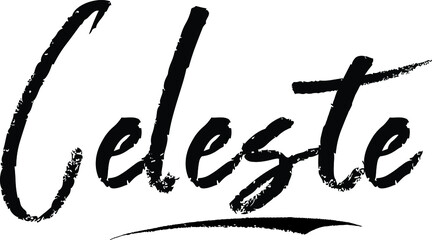 Celeste -Female name Modern Brush Calligraphy on White Background