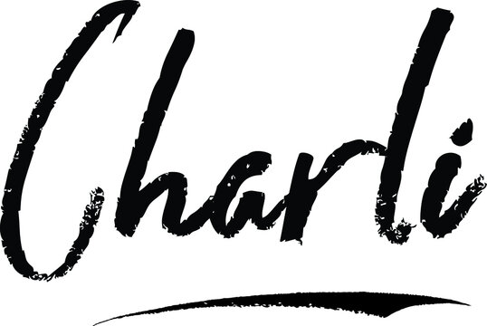 Charli Female name Modern Brush Calligraphy on White Background