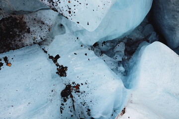 melting glacier on top of a mountain. ice