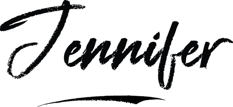 Jennifer. Female name Modern Brush Calligraphy on White Background
