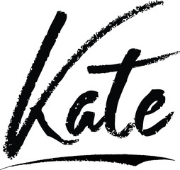 Kate Female name Modern Brush Calligraphy on White Background