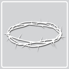 gray icon white silhouette of a crown of thorns