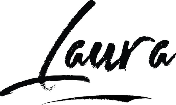 Laura Female name Modern Brush Calligraphy on White Background
