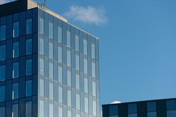 Exterior of newly built office buildings.