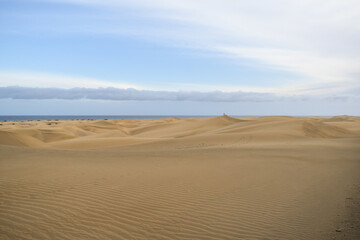 Fototapeta na wymiar Sand dunes of Maspalomas, Gran Canaria, Spain.