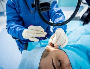 Tympanoplasty to restore the integrity of tympanic membrane in mesotympanitis.
