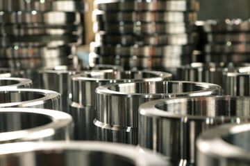 Columns of steel products. Metalworking industry.