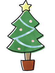 飾りの付いたかわいいクリスマスツリー