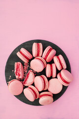 Pink macaroons on a pink background