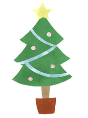 飾りの付いたかわいいクリスマスツリー