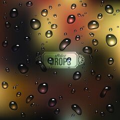 water drops on a glass, blurred background, vector illustration