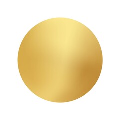 Gold round paper circle on white background. Shiny sphere object vector illustration. Abstract realistic vintage shape design decoration. Bright yellow symbol or element