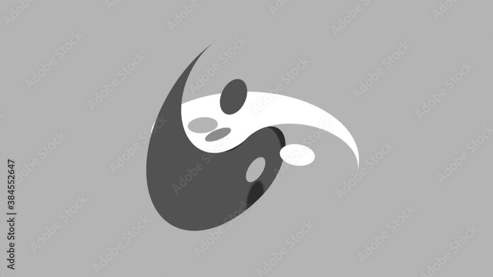 Poster twisted rotating interlocked balance yin yang symbol in 3d moving cross