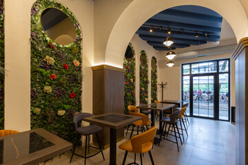 Interior of a cafe bar restaurant