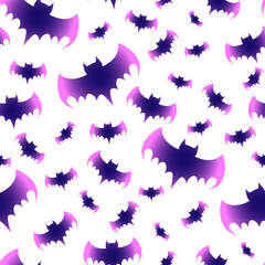 Bat seamless pattern on black background. Halloween illustration. For gift paper, textiles, clothes, social networks, wallpaper, prints, festive decor