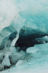 melting glacier on top of a mountain. ice