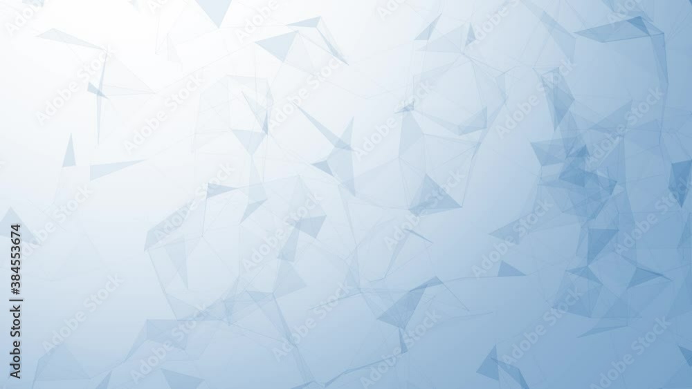 Poster abstract bright white blue coloured network line and triangle shapes rotation background.