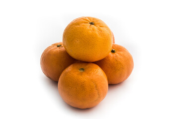 Ripe mandarines isolated on a white background