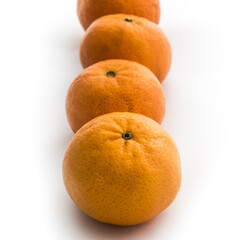 Ripe mandarines isolated on a white background